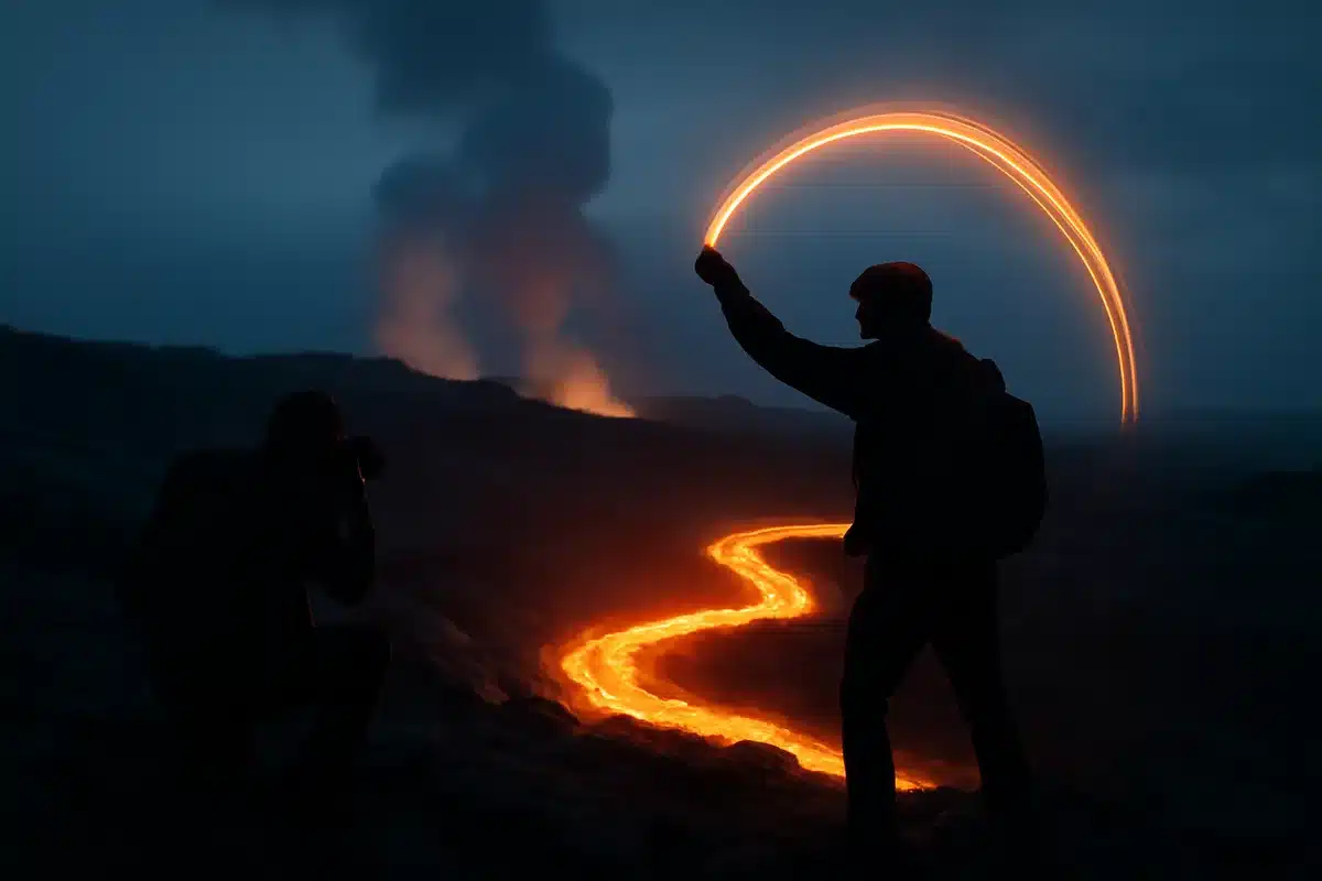 Lava trifft Lichtmalerei: neue Bilder zeigen spektakuläres Naturschauspiel